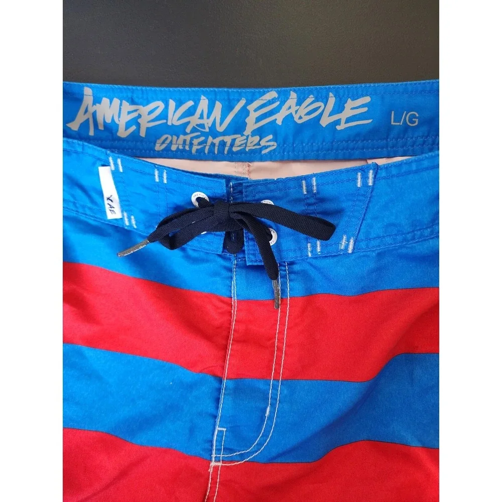 American Eagle Outfitters Boardshorts Mens Size L 34x9 Blue Red Swimming Trunks‎
